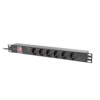 Lanberg PDU-06F-0200-IEC-BK áramelosztó egység (PDU) 6 AC kimenet(ek) 1U Fekete