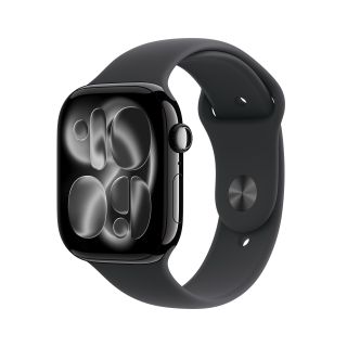 Apple Watch S11 GPS-es (46mm) kozmoszfekete alumínium tok, fekete S/M sportszíjas okosóra