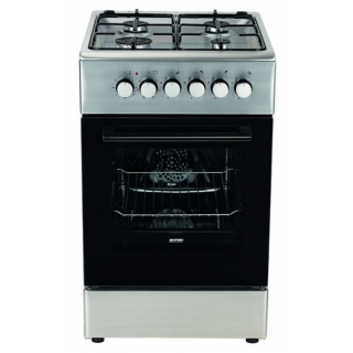 MPM 54-KGE-05E, 2000 W, 58 L, 4 Főzőzóna, Szabadonálló, (A), Inox kombinált tűzhely