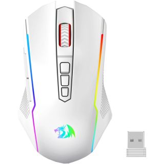 Redragon M914 Nix, 5000 DPI, RGB világítás, Wi-Fi/USB/Bluetooth, Optikai, Gaming, Fehér, Vezetékes egér