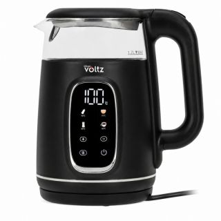 Oliver Voltz OV51230AF, 2200W, 1,7 liter, Érintésvezérlés, 4 program, Fekete/Ezüst, Vízforraló