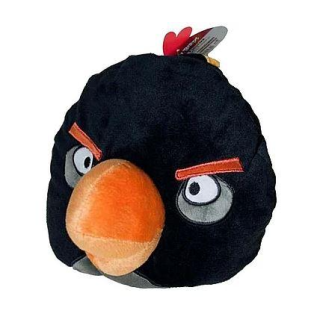 Angry Birds - OBI, 25 cm, Fekete, Puha, Párna