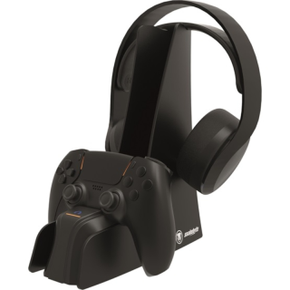 Snakebyte Charge & Headset Stand, PlayStation 5, LED, Fekete, Kontroller töltő és headset állvány