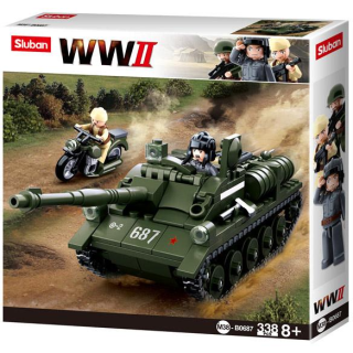 Sluban WWII M38-B0687, SU-85 Harci tank, (Lego, Cobi, Mega Bloks kompatibilis), Műanyag épitőjáték