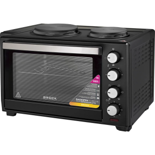 Brock TO 4802 BK, 2000 W, 48 L, 100-230°C, Beépített főzőlap, Fekete, Elektromos Mini sütő