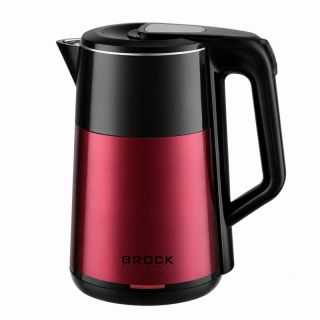 Brock WK 5520 RD, 1500 W, 1,8 L, Dupla falú, Rejtett fűtőelem, Rozsadamentes acél, Fekete-Bordó, Elektromos vízforraló