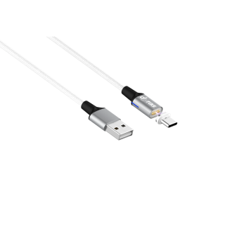 Dyras CAB-X28C, 2.4 A, 1 m, Mágneses, USB-A / USB-C, Ezüst USB kábel