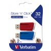 Verbatim Store n Click, 2 x 32GB, USB 3.2, 80/25MB/sec, piros, kék pendrive