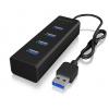 ICY BOX IB-HUB1409-U3 USB Hub 3.2 Gen 1 Type-A 5000 Mbit/s Fekete