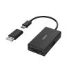 Hama 200125 FIC Fekete USB Hub OTG Adapter és Kártyaolvasó