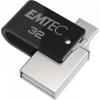 EMTEC UE32GMD T260B Mobile&Go 32GB, USB 2.0, USB-A, microUSB Fekete-Fém pendrive