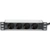 Techly I-CASE M10-4D áramelosztó egység (PDU) 4 AC kimenet(ek) 1U Fekete, Ezüst