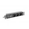 Lanberg PDU-03F-0200-BK áramelosztó egység (PDU) 3 AC kimenet(ek) 1U Fekete