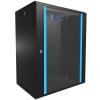 Extralink szafa wisz 19\ 15U 450mm d szklane czarna Falra szerelhető állvány Fekete