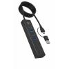 ICY BOX IB-HUB1737-C3 USB 3.2 Gen 1 (3.1 Gen 1) Type-C 5000 Mbit/s Fekete