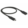 Delock USB Type-C dugó > hüvely; 0,5 m, fekete bővítőkábel