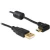 Delock Cable USB-A apa> USB micro-B apa elforgatott 90° balra / jobbra fekete