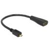 DELOCK HDMI-micro D male to HDMI-A female, 23cm kábel