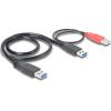 Delock USB 3.0 (M) - USB 3.0 (M) + USB 2.0 (M) fekete USB elosztó kábel