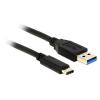 DELOCK USB 3.1 Gen 2 Type-A male to Type-C male, 0.5m, fekete kábel