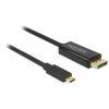 Delock USB 2.0 Type-C (M) - DisplayPort 1.2 (M) 1m fekete 4K 60Hz USB átalakító kábel