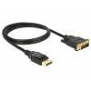 Delock Displayport 1.2 - DVI 24+1 passzív 1m fekete kábel