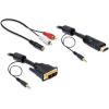 Delock kábel, DVI(M) -> HDMI(M), 2m + Audio (Jack 3,5mm)
