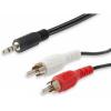 Equip 14709207 (Audió kábel, 3,5 mm jack - 2xRCA, apa/apa, 2,5m) kábel