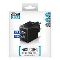 Trust USB-C/USB fekete hálózati töltő adapter