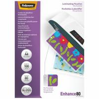 FELLOWES A4 80 mikron fényes előrelyukasztott meleglamináló fólia (100 db)