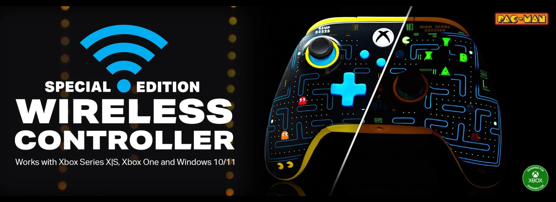 PowerA Advantage Wireless, Xbox Series X|S, Xbox One, PC, Hall-effect, Pac-Man, Vezeték nélküli kontroller